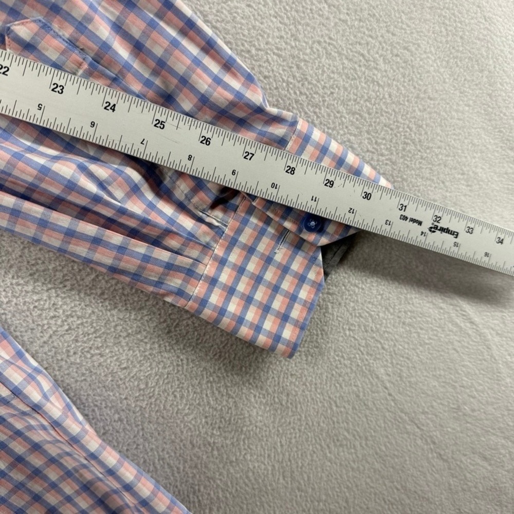 Twillory Dress Shirt Mens XL 17.5 34-35 Blue Pink Gingham Performance Preppy - Picture 5 of 8